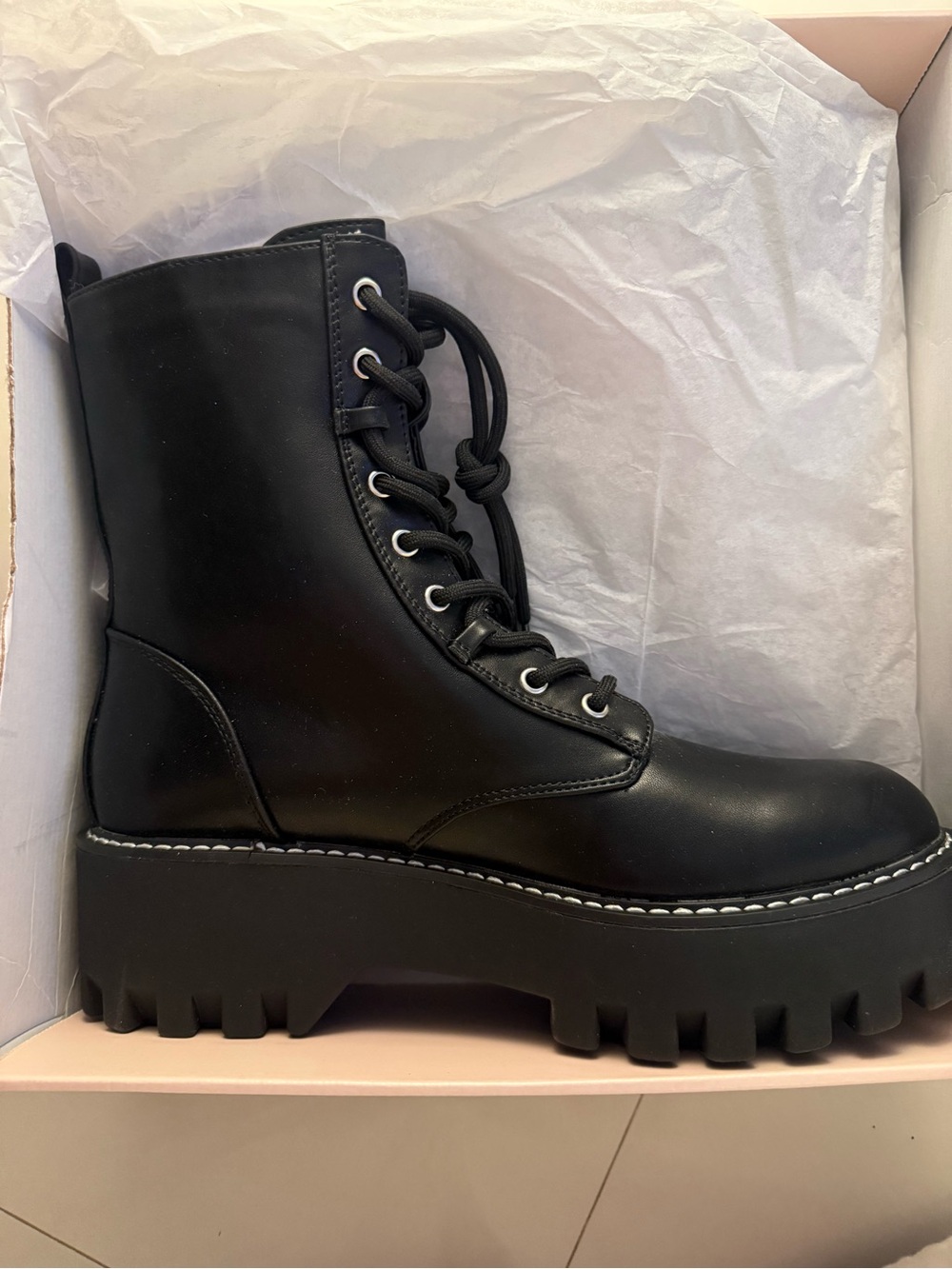 JustFab Black Lug Platform Combat Boots